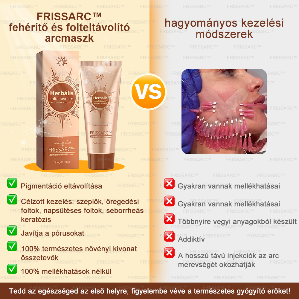 FRISSARC™ fehérítő és folteltávolító arcmaszk –👩⚕️Természetes összetevők tartósan eltüntetik a foltokat, szeplőket és napfoltokat.