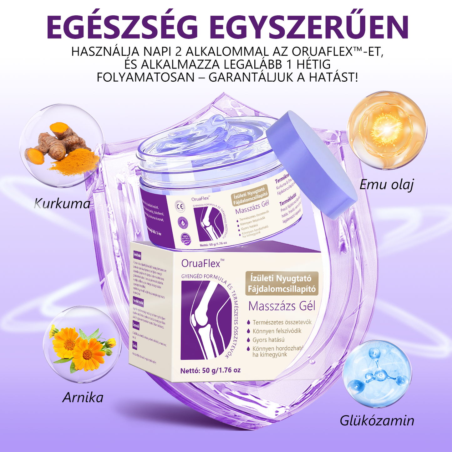 🌿𝐎𝐫𝐮𝐚𝐅𝐥𝐞𝐱™ Kurkuma & Emu Olaj Ízületi Fájdalomcsillapító Masszázs Gél👨⚕️Középkorúaknak és időseknek készült