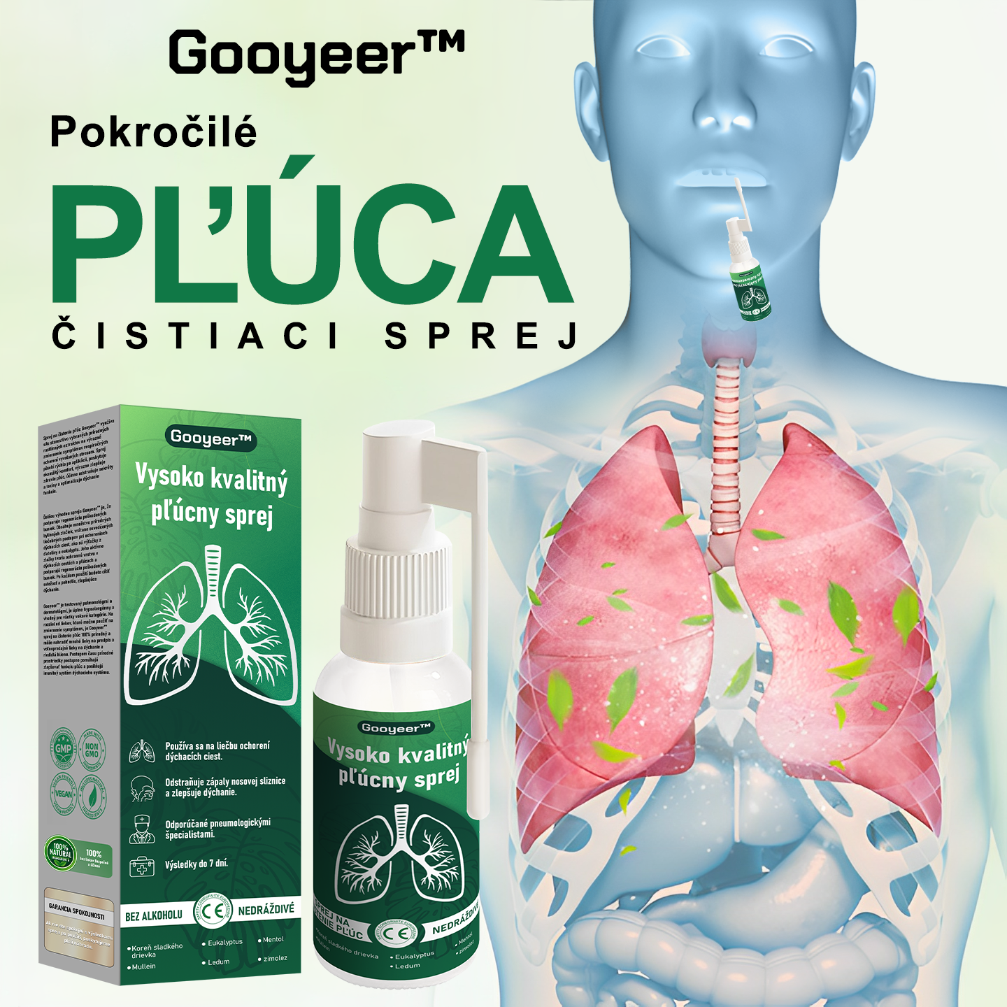 SVK🍀𝐆𝐨𝐨𝐲𝐞𝐞𝐫™ Vysoko kvalitný pľúcny sprej -🧑⚕️ Podporuje zdravie pľúc, priedušiek a dutín, podporuje zdravie dýchacieho systému a ľahšie dýchanie.