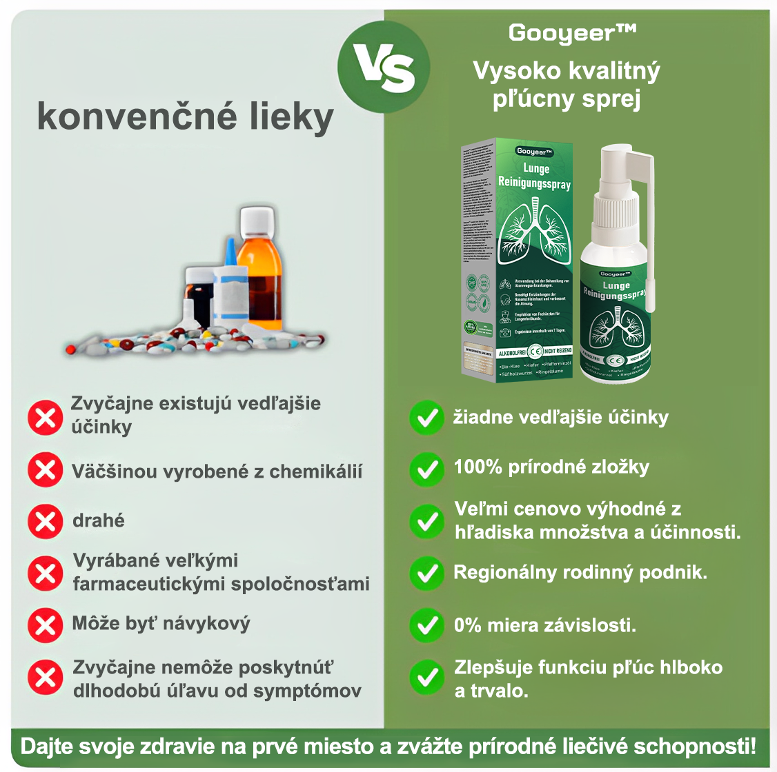 SVK🍀𝐆𝐨𝐨𝐲𝐞𝐞𝐫™ Vysoko kvalitný pľúcny sprej -🧑⚕️ Podporuje zdravie pľúc, priedušiek a dutín, podporuje zdravie dýchacieho systému a ľahšie dýchanie.