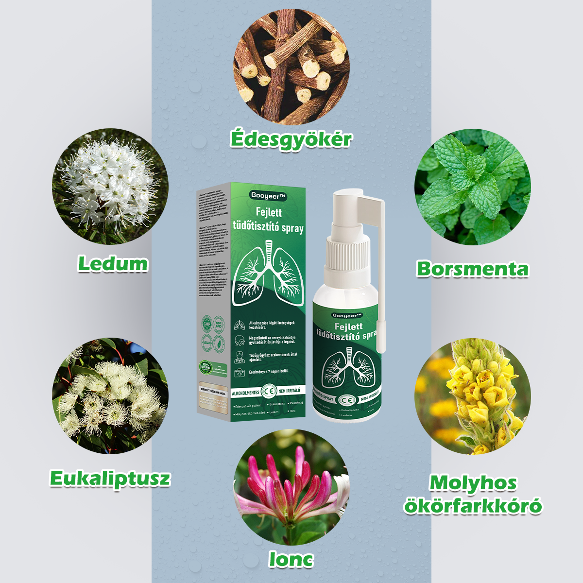 🍀𝐆𝐨𝐨𝐲𝐞𝐞𝐫™ Fejlett Tüdőtisztító Spray -Támogatja a tüdő, a hörgők és az orrmelléküregek egészségét, elősegíti a légzőrendszer egészségét és a könnyebb légzést
