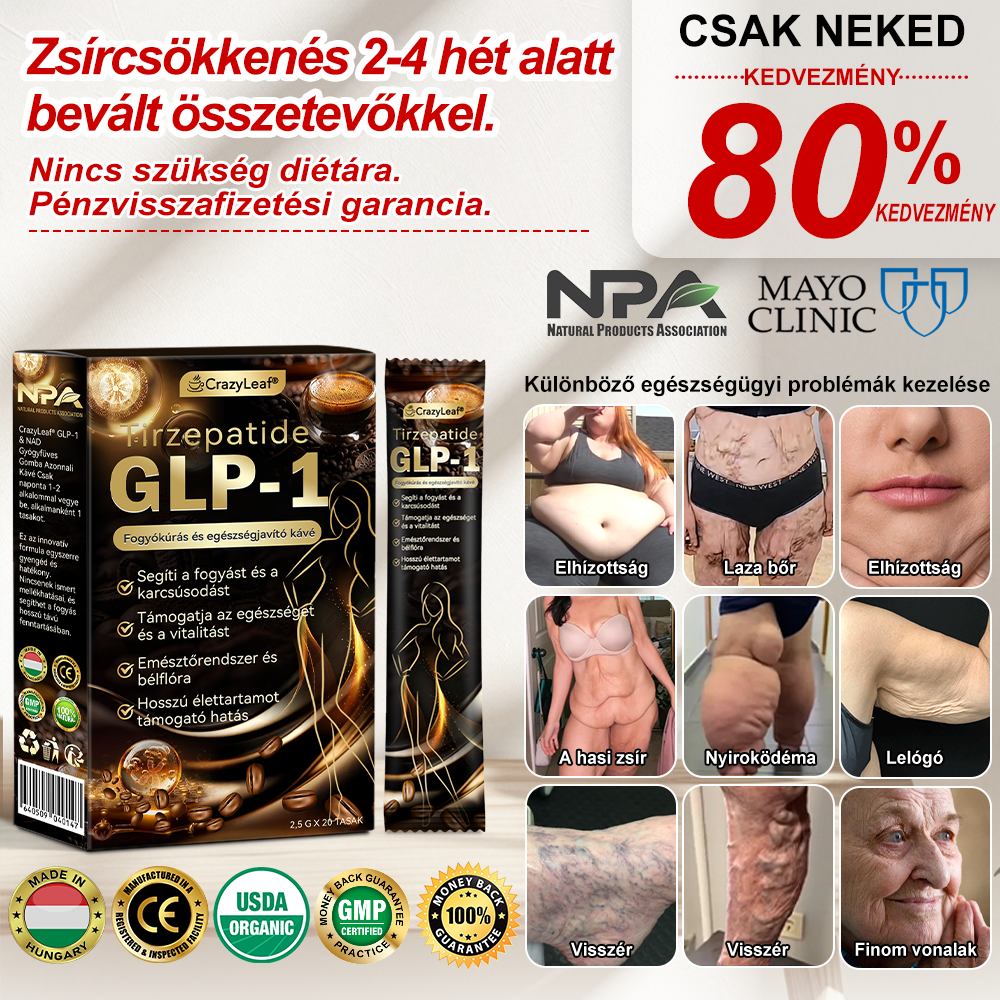 Mayo Klinikajavasolt | Hivatalos Bolt | CrazyLeaf® GLP-1 & NAD Gyógyfüves Gomba Azonnali Kávé – Természetes Zsírégető, Öregedésgátló, Bélflóra Egészség & Probiotikumok Növelése