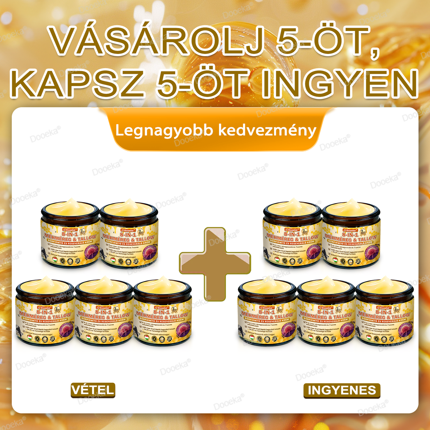Dooeka® 𝟖-𝐈𝐧-𝟏 Méhméreg & Tallow Bőrfirmító és Regeneráló Krém 💥 (7 napon belül hatékony) Méhméreg + Tallow · 7X Mélyhidratálás, célozza meg a ráncokat, megereszkedést, striákat, sötét foltokat, purpurát, gyulladásokat és még sok mást.