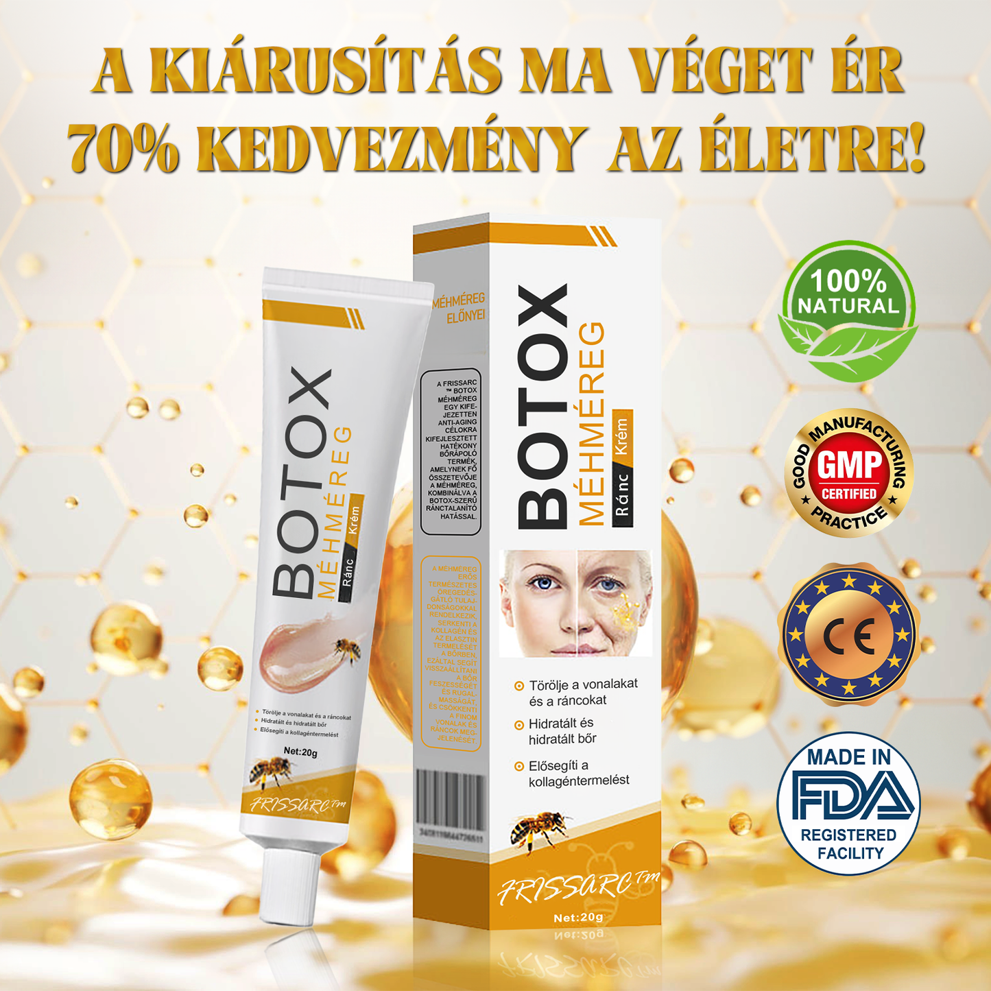 FrissArc™ Botox Méhméreg Ránctalanító Krém ☀️🌙 egész napos bőrápolás!